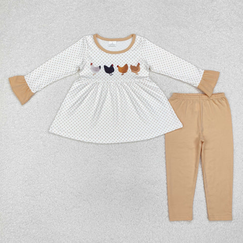 GLP1827 Rooster Khaki Stripe Girls Set