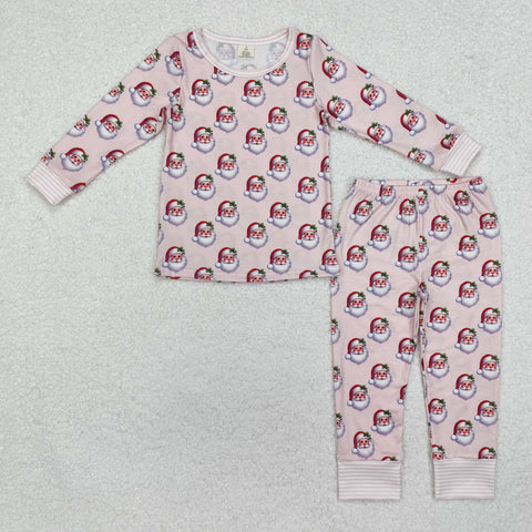 GLP1833 Bamboo Christmas Santa Dots Girls Pajamas Set