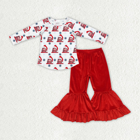 GLP1842 Christmas Singer Star Red Velvet Girl's Set