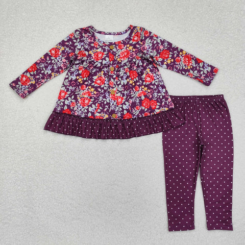 GLP1850 Flower Purple Dots Girls Set