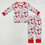 GLP1879 Bamboo Christmas Coquette Bows Red Girls Pajamas Set