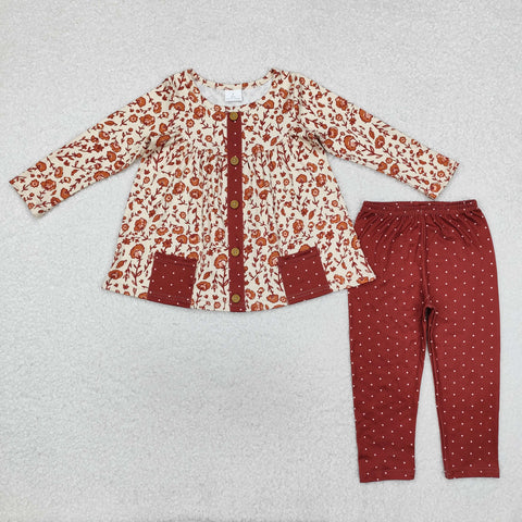 GLP1894 Autumn Flowers Buttons Girls Set