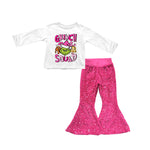 Preorder GLP1898 Christmas Green Animal Pink Sequin Girl's Set