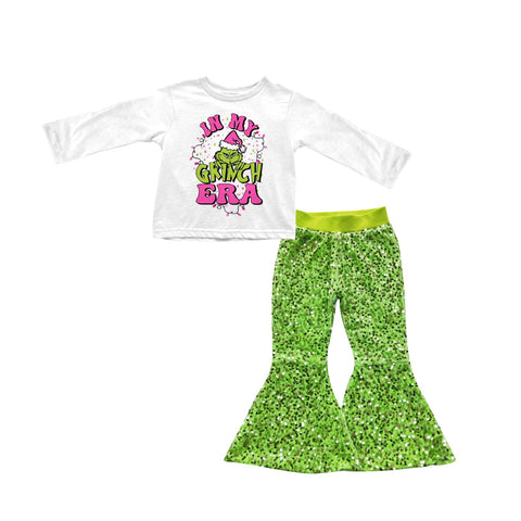 Preorder GLP1899 Christmas Green Animal Green Sequin Girl's Set