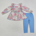 GLP1926 Flower Floral Blue Girls Set