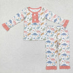 GLP1969 Forest Dinosaur Girls Pajamas Set