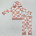 GLP1989 Pink Plaid Hoodie Girls Set