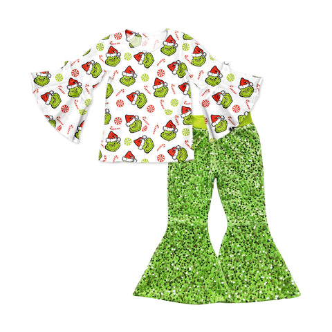 Preorder GLP2026 Christmas Green Animal Sequin Girl's Set