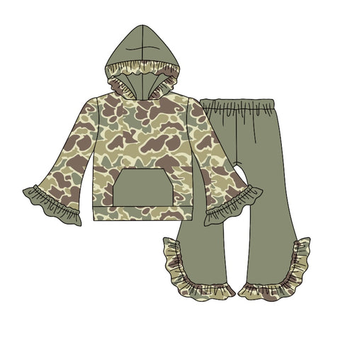 Preorder Notice GLP2034 Hunting Camo Ruffles Hoodie Girls Set