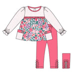 Preorder 10.10 GLP2070 Flower Floral Pink Girl's Set