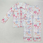 GLP2077 Colorful Bows Buttons Adult Women Pajamas Set