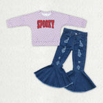 GLP2078 Spooky Denim Jeans 2 Pcs Girl's Set