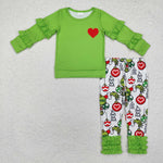 GLP2089 Christmas Green Animal Love Girls Set