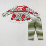 GLP2099 Flower Stripe Green Girls Set