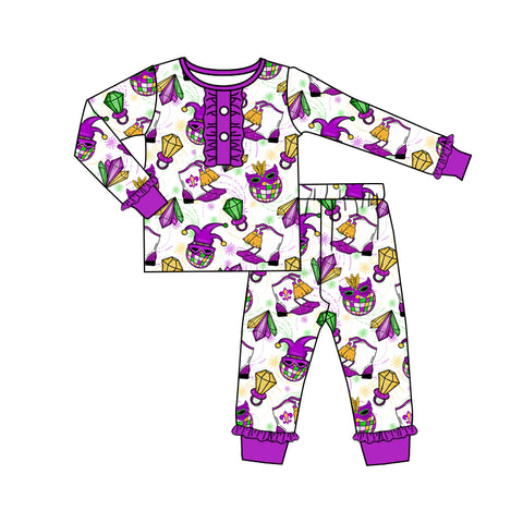 Preorder Notice GLP2113 Mardi Gras Mask Girls Pajamas Set