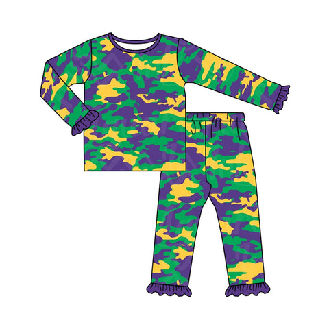 Preorder Notice GLP2122 Mardi Gras Leopard Purple Girls Pajamas Set