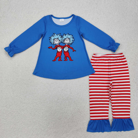 GLP2177 Blue Red Stripe Girls Set