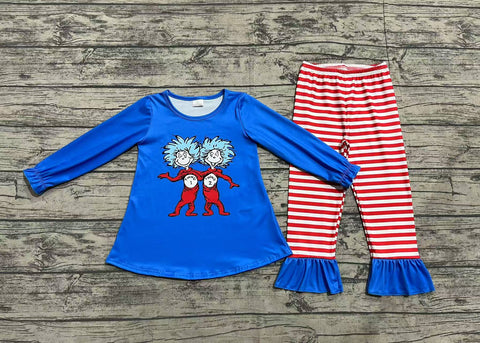 Preorder GLP2177 Blue Red Stripe Girls Set