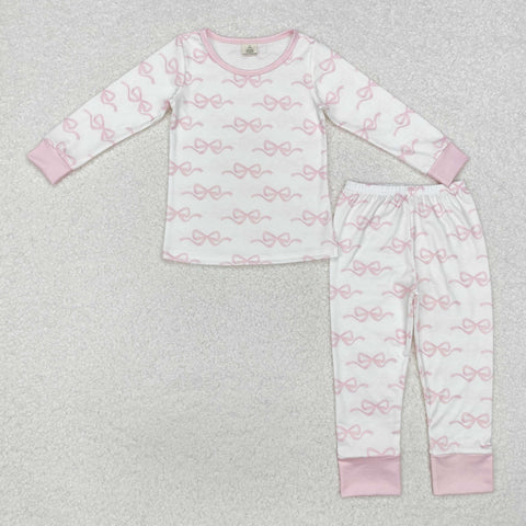 GLP2180 Bamboo Coquette Bows Pink Girls Pajamas Set