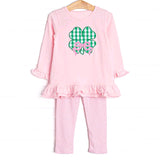 Preorder Samples GLP2210 Embroidery St. Patrick Bow Pink Girls Set