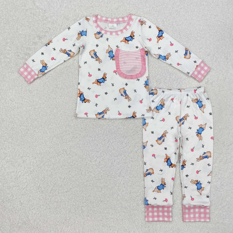 GLP2226 Easter Cartoon Rabbit Girls Pajamas Set