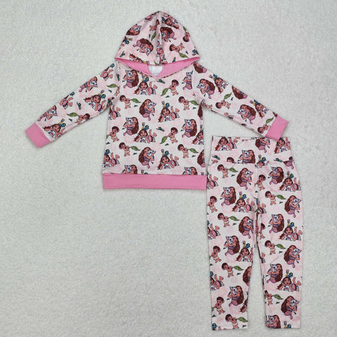 GLP2233 Cartoon Pink Hoodie Girls Set