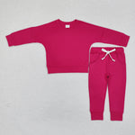 GLP2248 Dark Pink Solid Sweater Girls Set