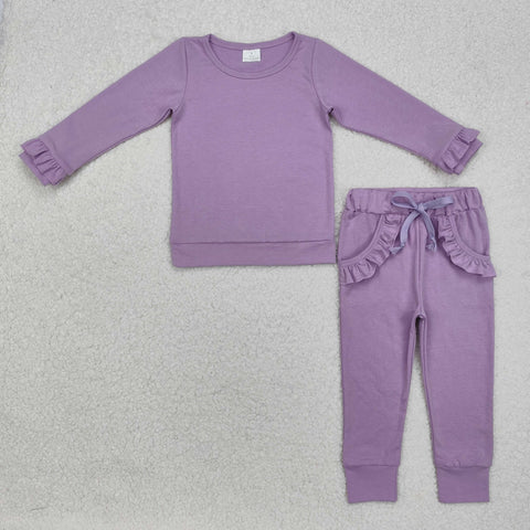 GLP2260 Purple Ruffles Cotton Girls Set