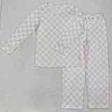 GLP2291 Khaki Plaid Adult Women Pajamas Set