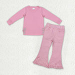 GLP2300 Bows Embroidery Pink Denim Jeans 2 Pcs Girl's Set