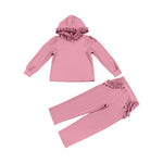 Preorder 12.29 GLP2305 Pink Ruffles Hoodie Girls Set