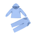 Preorder 12.29 GLP2308 Blue Ruffles Hoodie Girls Set