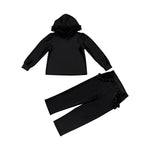 Preorder 12.29 GLP2309 Black Ruffles Hoodie Girls Set