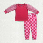 GLP2317 Valentine Pink Plaid Girl's Set