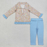 GLP2323 Flower Pullover With Pants 2 pcs Girl's Set