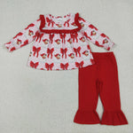 GLP2347 Christmas Santa Bows Red Girls Set