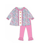 Preorder Samples GLP2352 Embroidery Thanksgiving Day Pumpkin Turkey Flower Girls Set