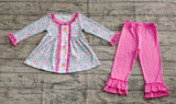 Preorder Samples GLP2352 Embroidery Thanksgiving Day Pumpkin Turkey Flower Girls Set