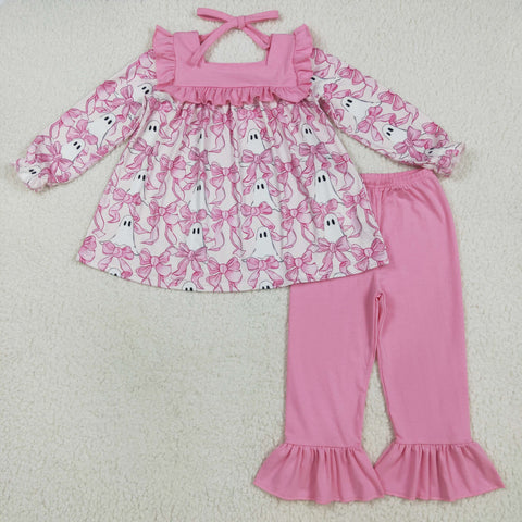 GLP2362 Halloween Ghost Bows Pink Girls Set