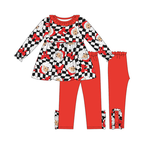 Preorder 06.10 GLP2368 Christmas Santa Bows Red Girls Set