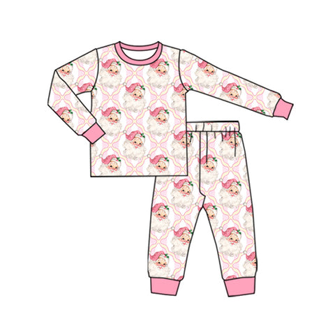 Preorder 06.10 GLP2370 Christmas Santa Pink Girls Pajamas Set