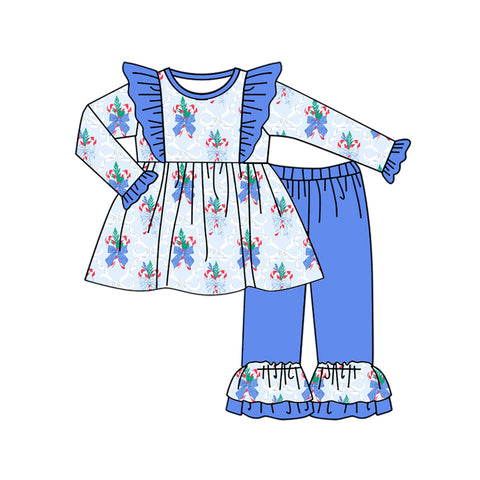 Preorder 06.10 GLP2378 Christmas Candy Canes Blue Girls Set