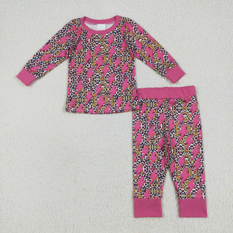 GLP2393 Lightning Leopard Pink Girls Pajamas Set