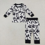 GLP2395 Halloween Bows Black Girls Pajamas Set