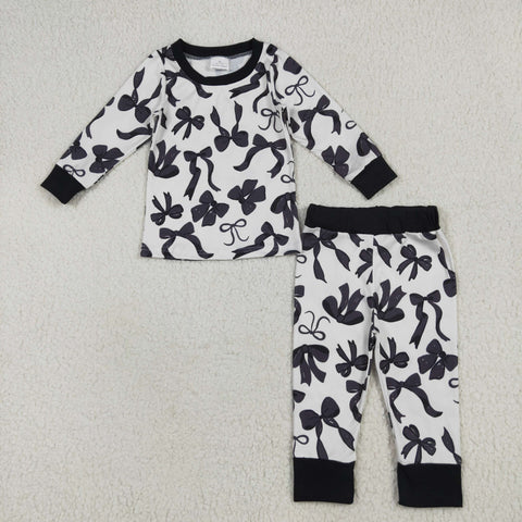 GLP2395 Halloween Bows Black Girls Pajamas Set