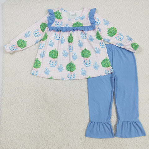 GLP2396 Flower Bows Blue Girls Set