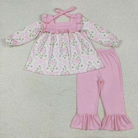 GLP2397 Pumpkin Bows Pink Girls Set