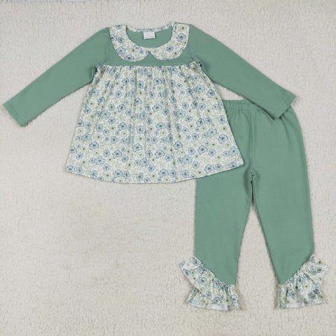 GLP2407 Mint Green Flower Floral Girls Set