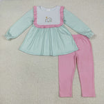 GLP2410 Embroidery Nativity Jesus Blue Girls Set