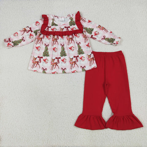 GLP2419 Christmas Santa Bows Red Girls Set